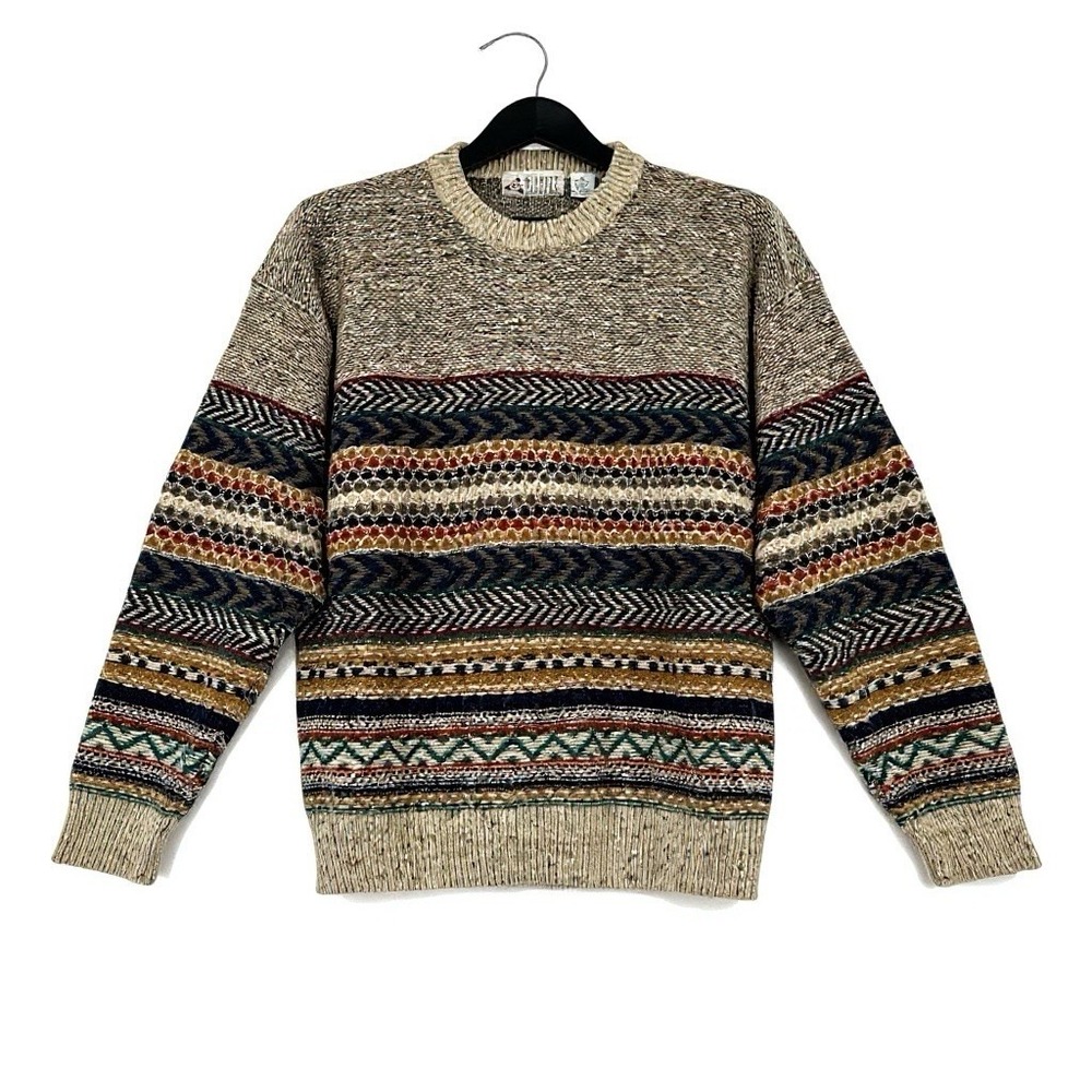 Midwest Traders Multi-Colored  Fairisle Wool Blend Sweater W Size XL Western VTG